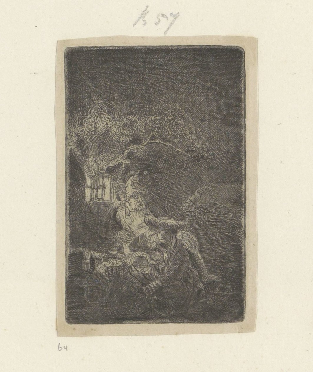Ruhe auf der Flucht nach Ägypten bei Nacht von Rembrandt van Rijn