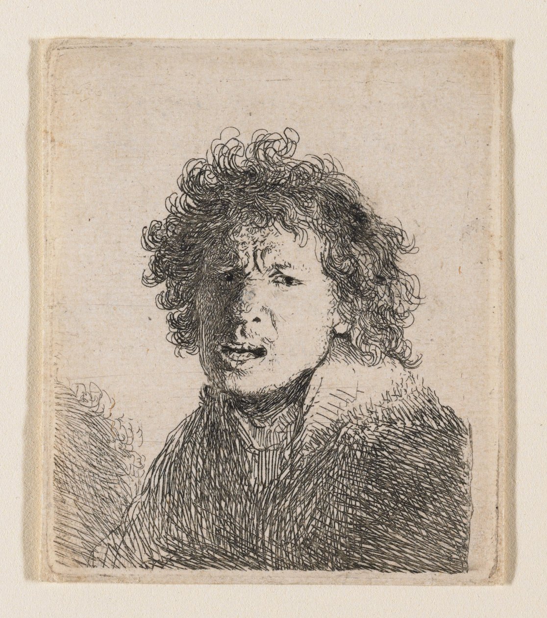 Selbstporträt als ob schreiend von Rembrandt van Rijn