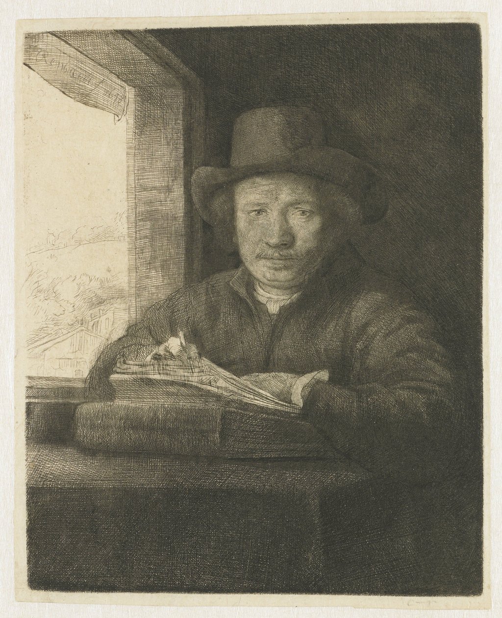 Selbstporträt am Fenster von Rembrandt van Rijn