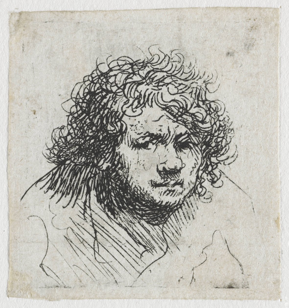Selbstporträt nach vorne gelehnt: Büste von Rembrandt van Rijn