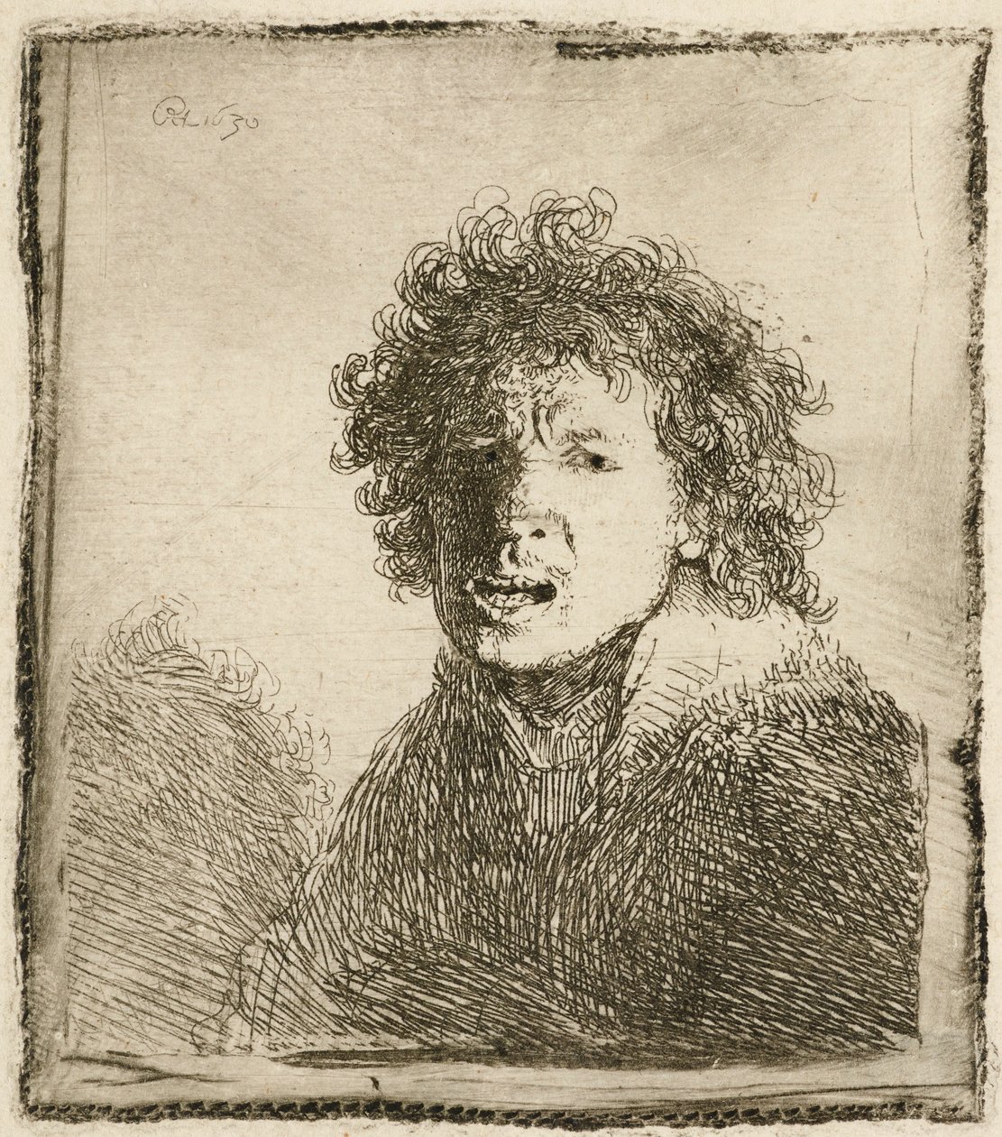Selbstporträt mit offenem Mund, als ob er schreit: Büste, 1630 von Rembrandt van Rijn