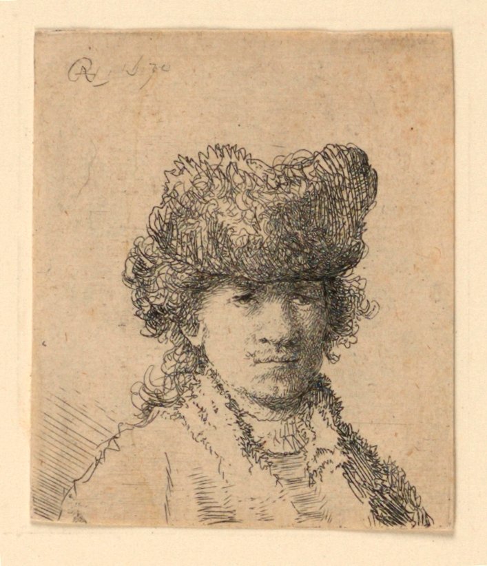 Selbstporträt mit Pelzmütze: Büste von Rembrandt van Rijn