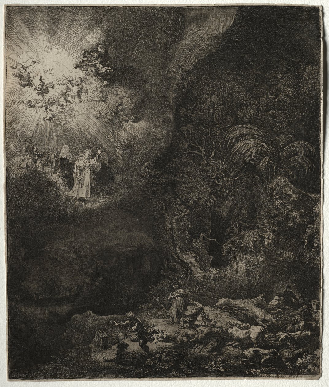 Der Engel erscheint den Hirten von Rembrandt van Rijn