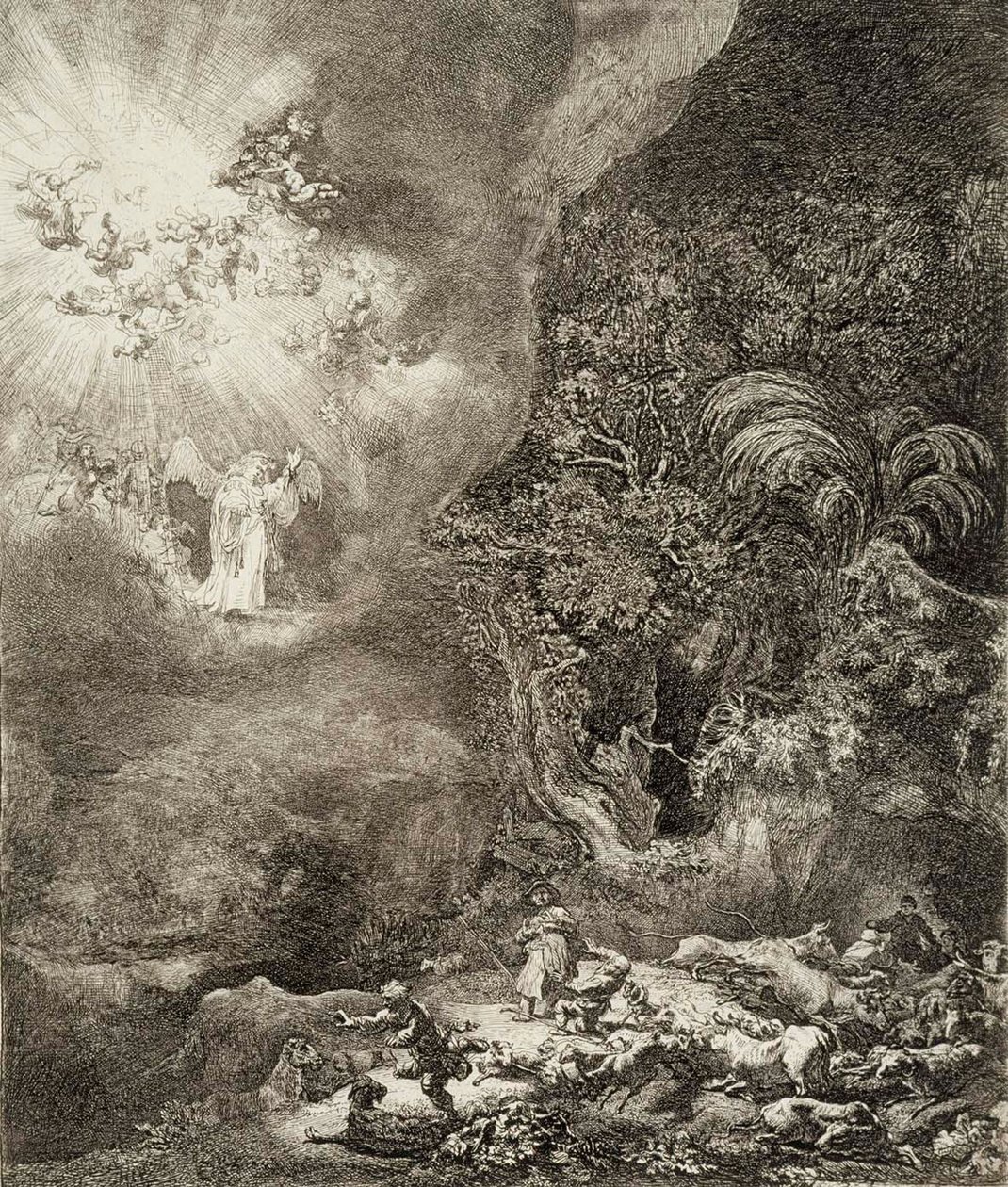 Der Engel erscheint den Hirten von Rembrandt van Rijn