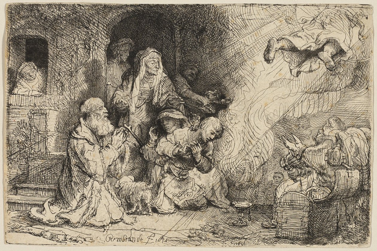 Der Engel verlässt die Familie von Tobias von Rembrandt van Rijn