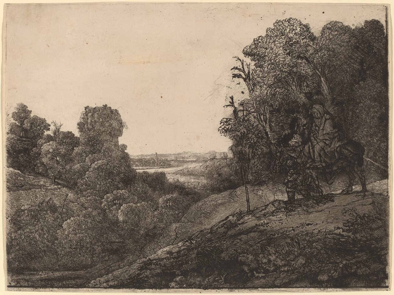 Die Flucht nach Ägypten: Verändert von Seghers von Rembrandt van Rijn