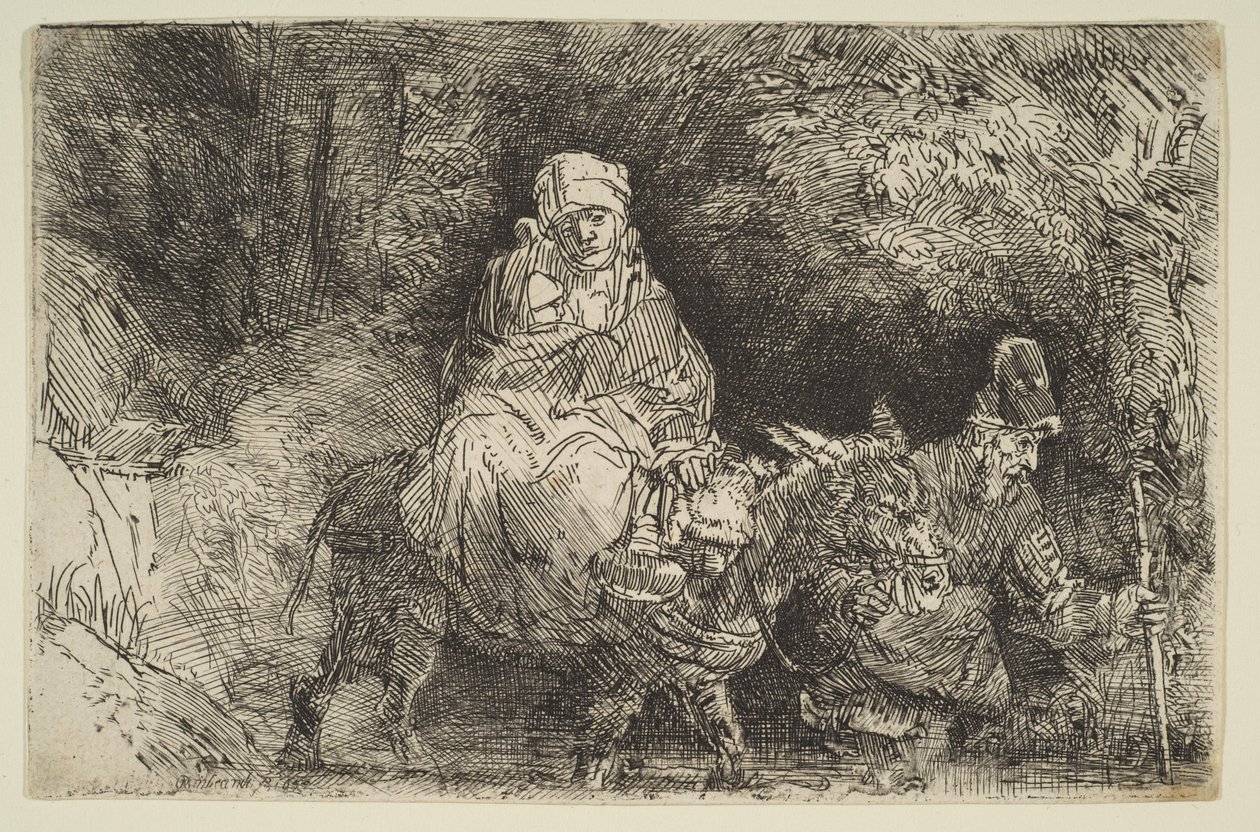 Die Flucht nach Ägypten: Überquerung eines Baches, 1654 von Rembrandt van Rijn