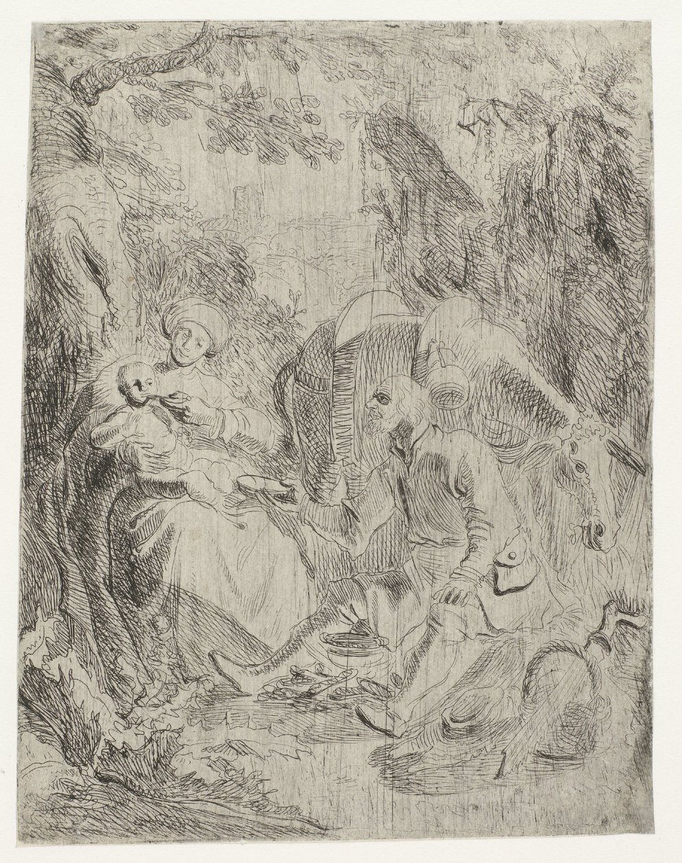 Die Rast auf der Flucht nach Ägypten von Rembrandt van Rijn