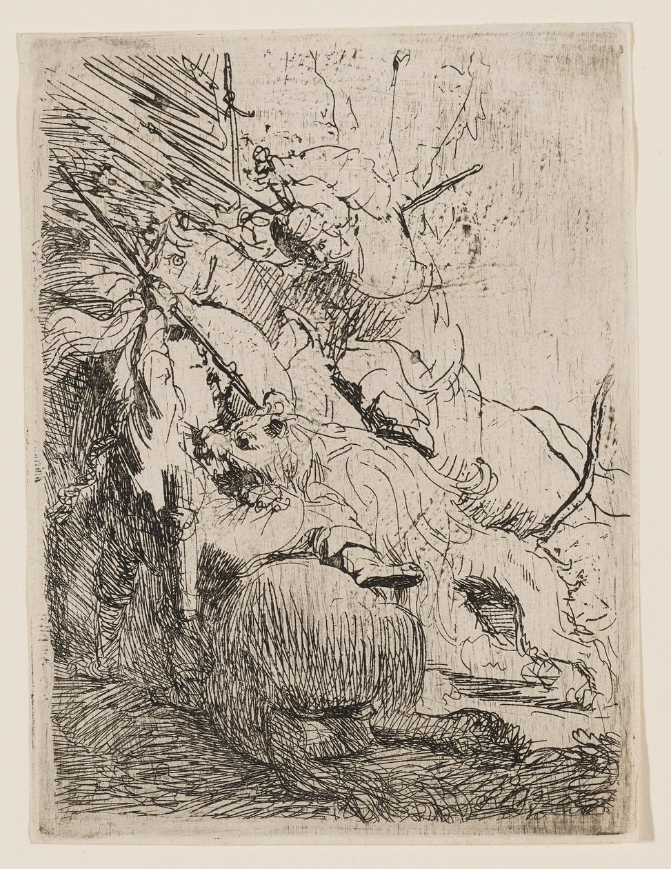 Die kleine Löwenjagd (mit einem Löwen) von Rembrandt van Rijn
