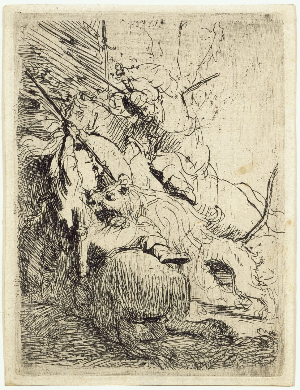 Die kleine Löwenjagd (mit einem Löwen) von Rembrandt van Rijn