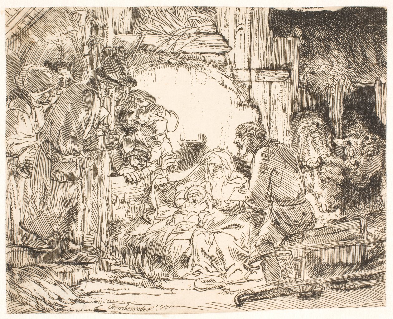 Die Anbetung der Hirten (mit der Lampe) von Rembrandt van Rijn