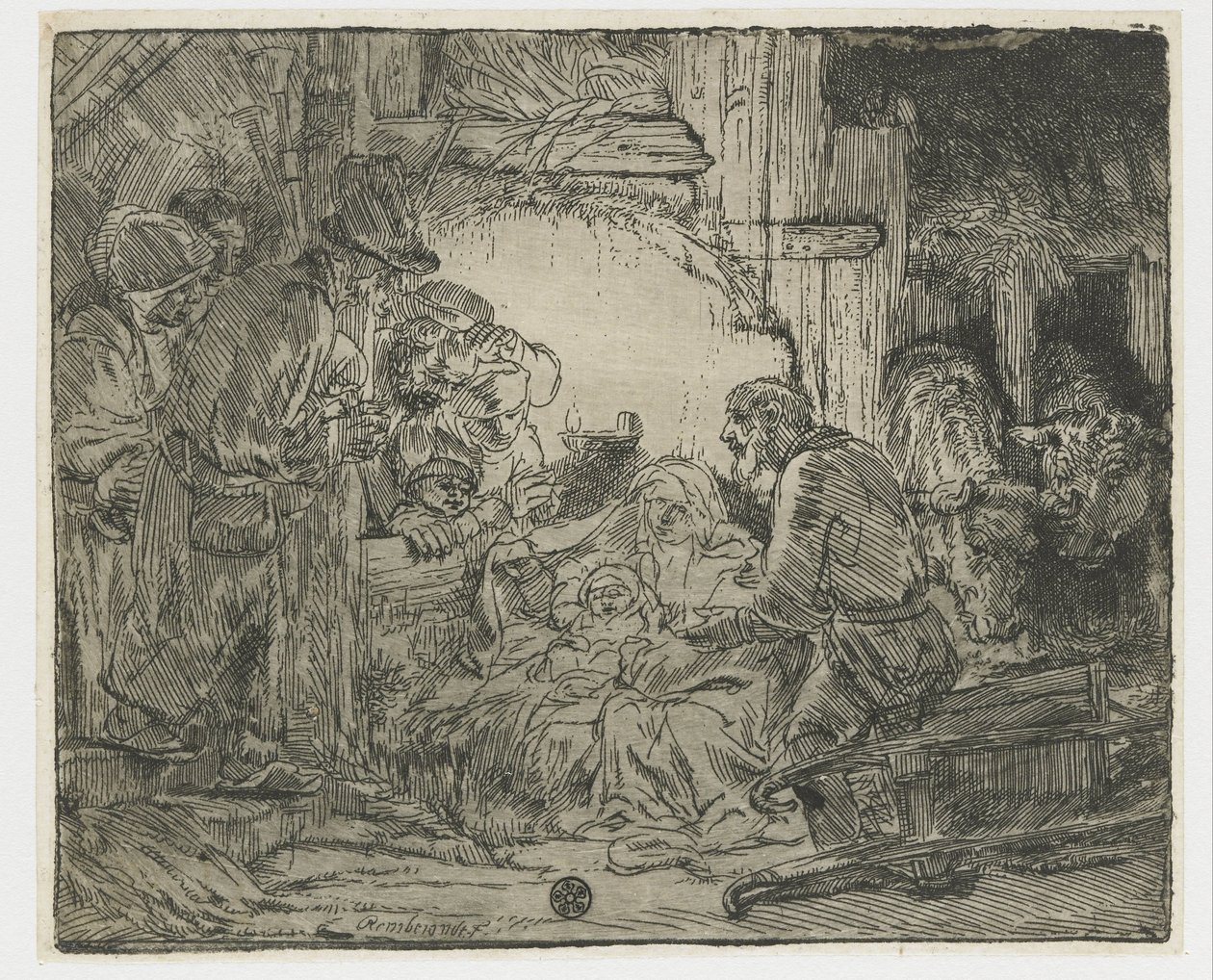 Die Anbetung der Hirten: mit der Lampe von Rembrandt van Rijn