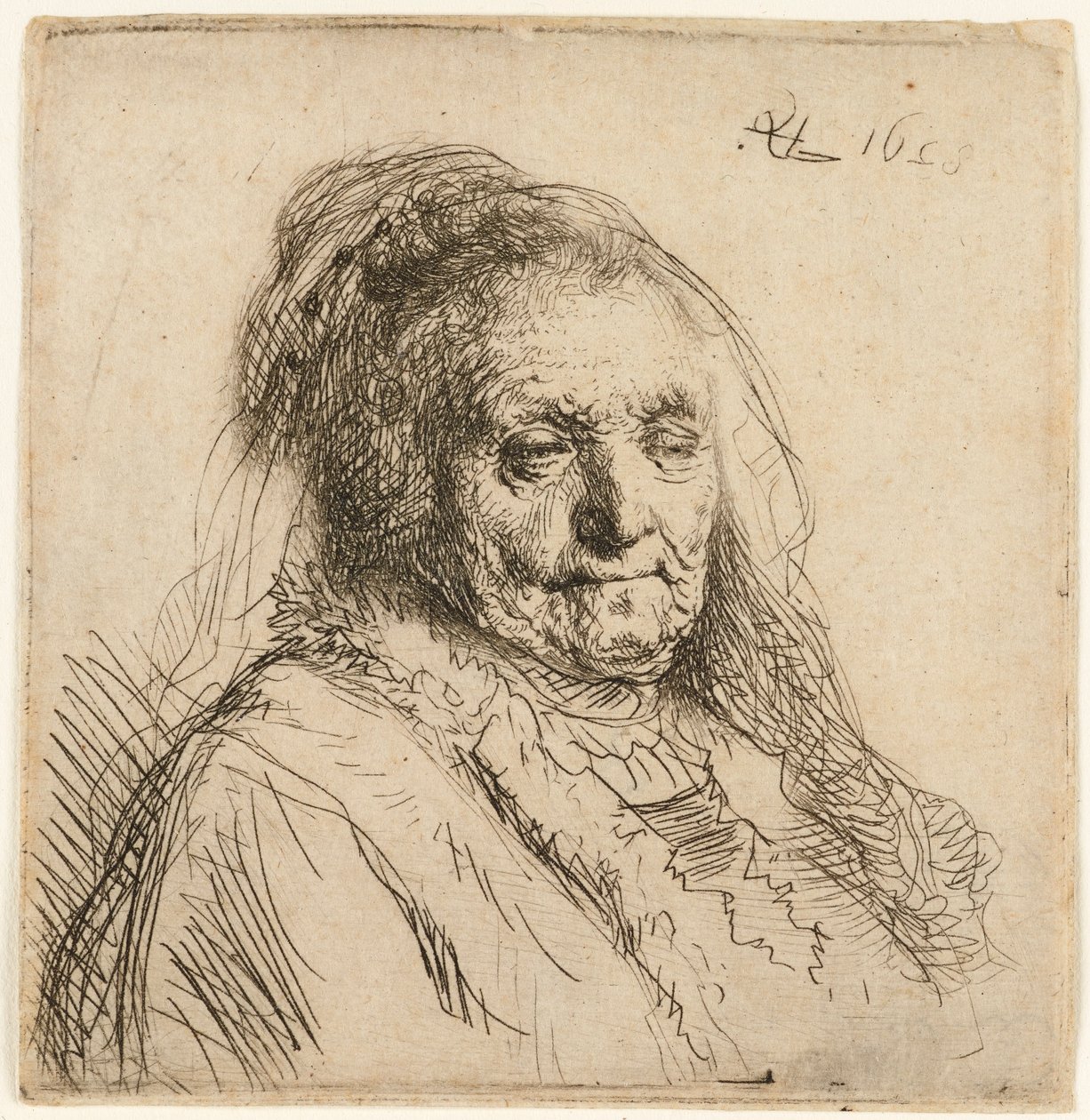 Die Mutter des Künstlers, Kopf und Büste, 1628 von Rembrandt van Rijn
