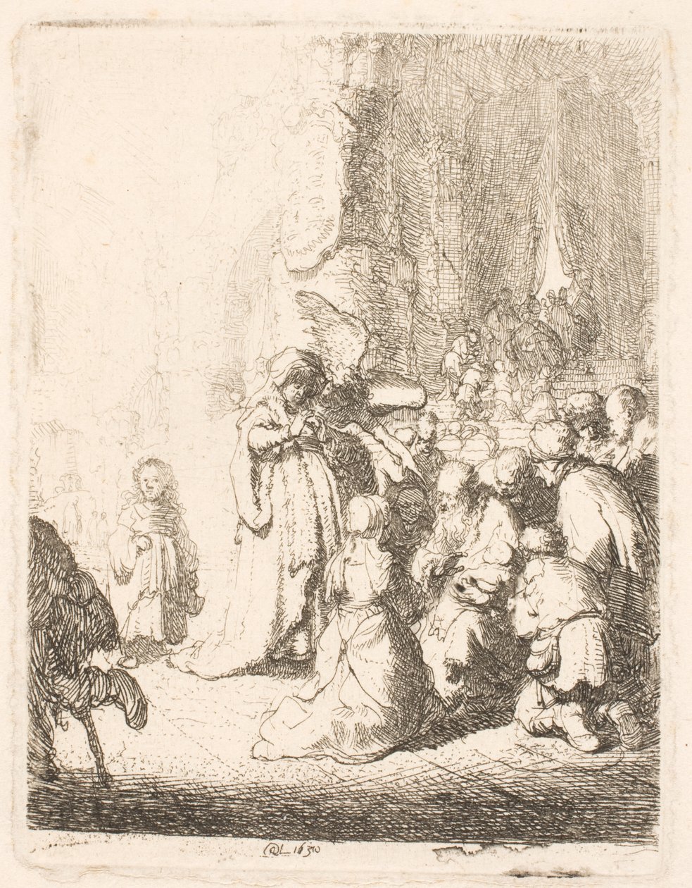 Darstellung im Tempel (mit dem Engel): kleine Platte von Rembrandt van Rijn