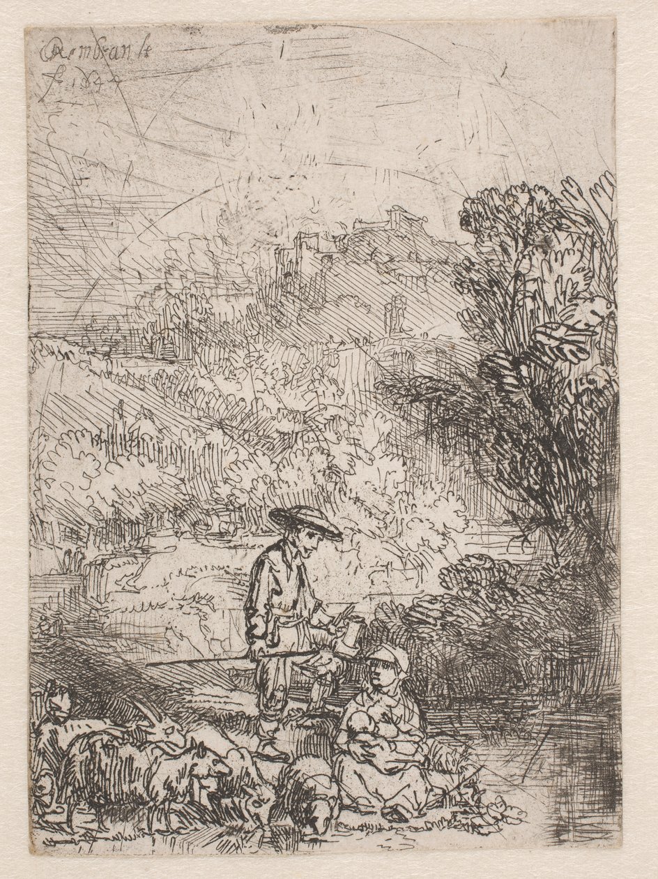 Der Hirte und seine Familie von Rembrandt van Rijn