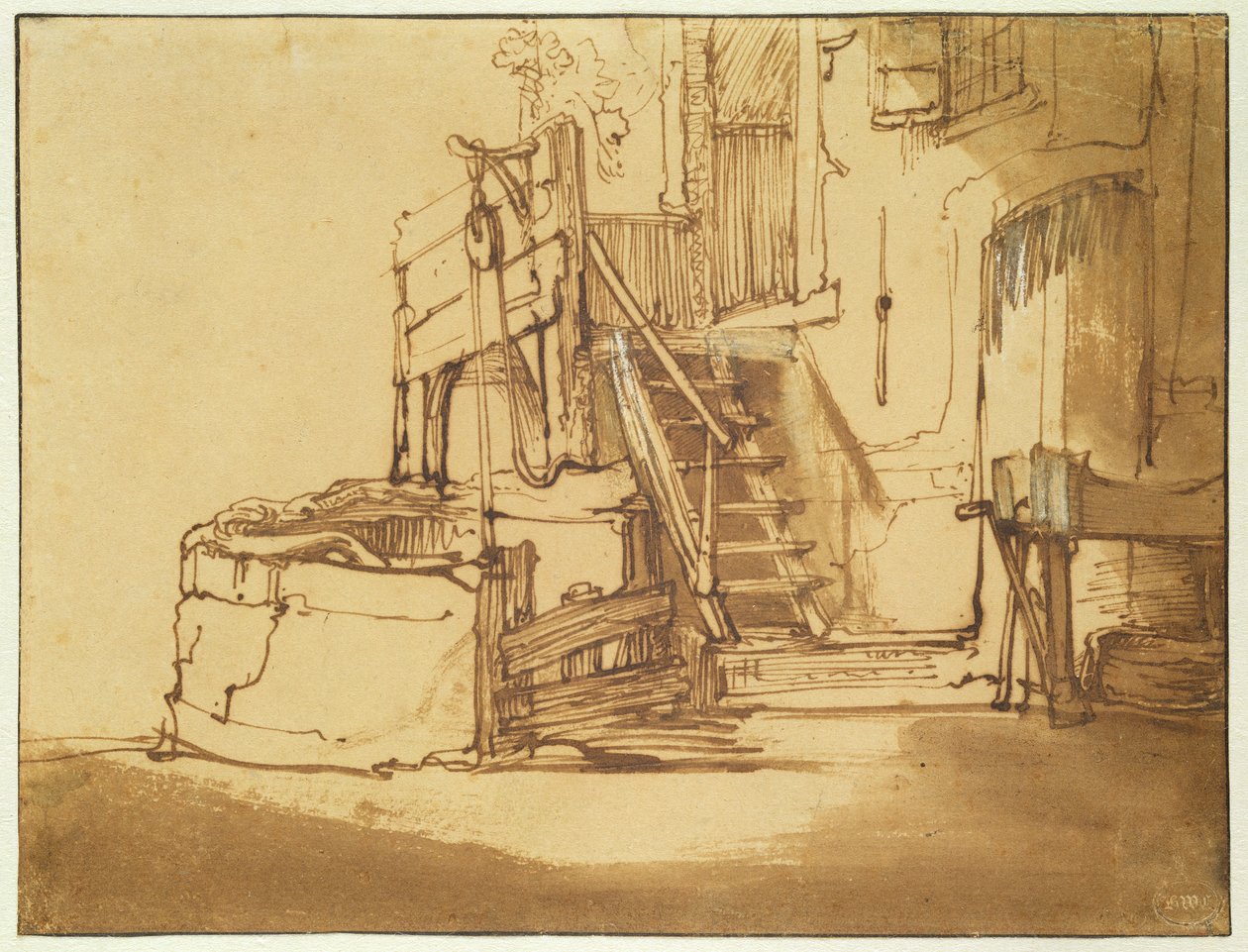 Der Brunnen vor dem Bauernhaus von Rembrandt van Rijn