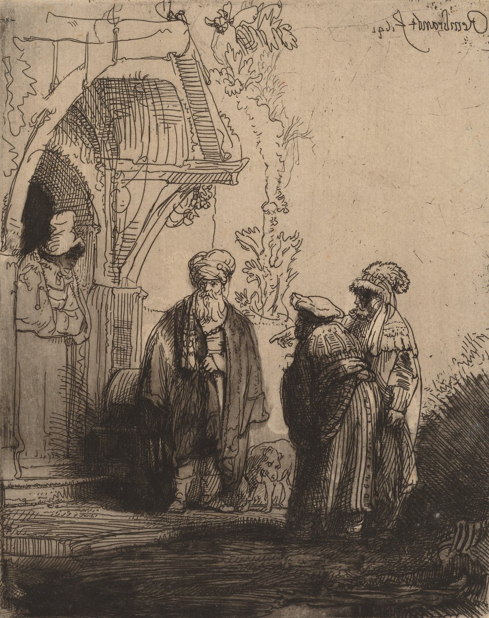 Drei orientalische Figuren Jakob und Laban, 1641 von Rembrandt van Rijn