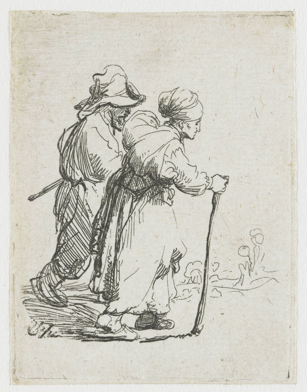 Zwei Landstreicher, ein Mann und eine Frau von Rembrandt van Rijn