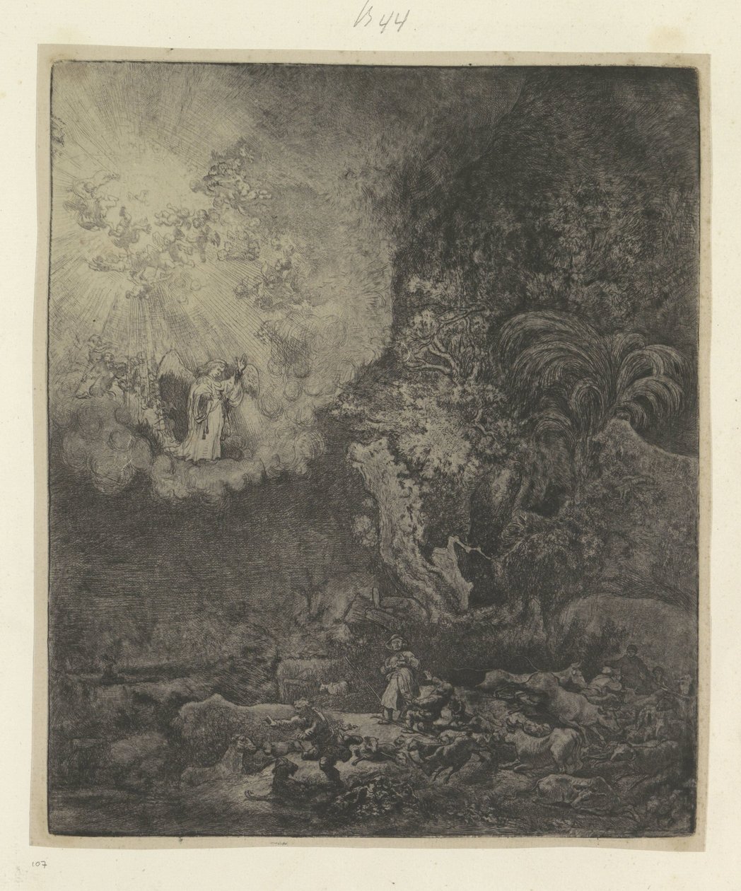 Verkündigung an die Hirten von Rembrandt van Rijn