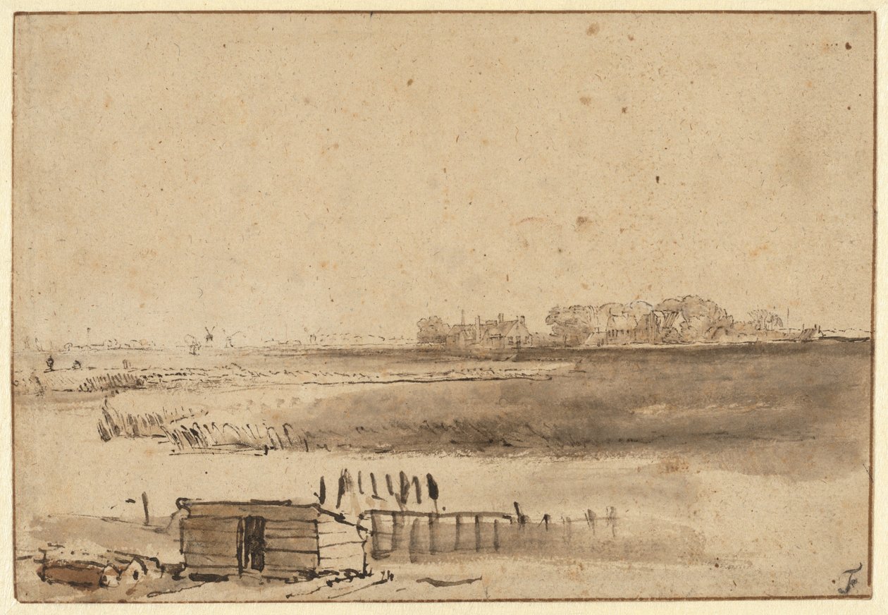 Ansicht von Houtewael in der Nähe des Sint Anthoniespoort [recto] von Rembrandt van Rijn