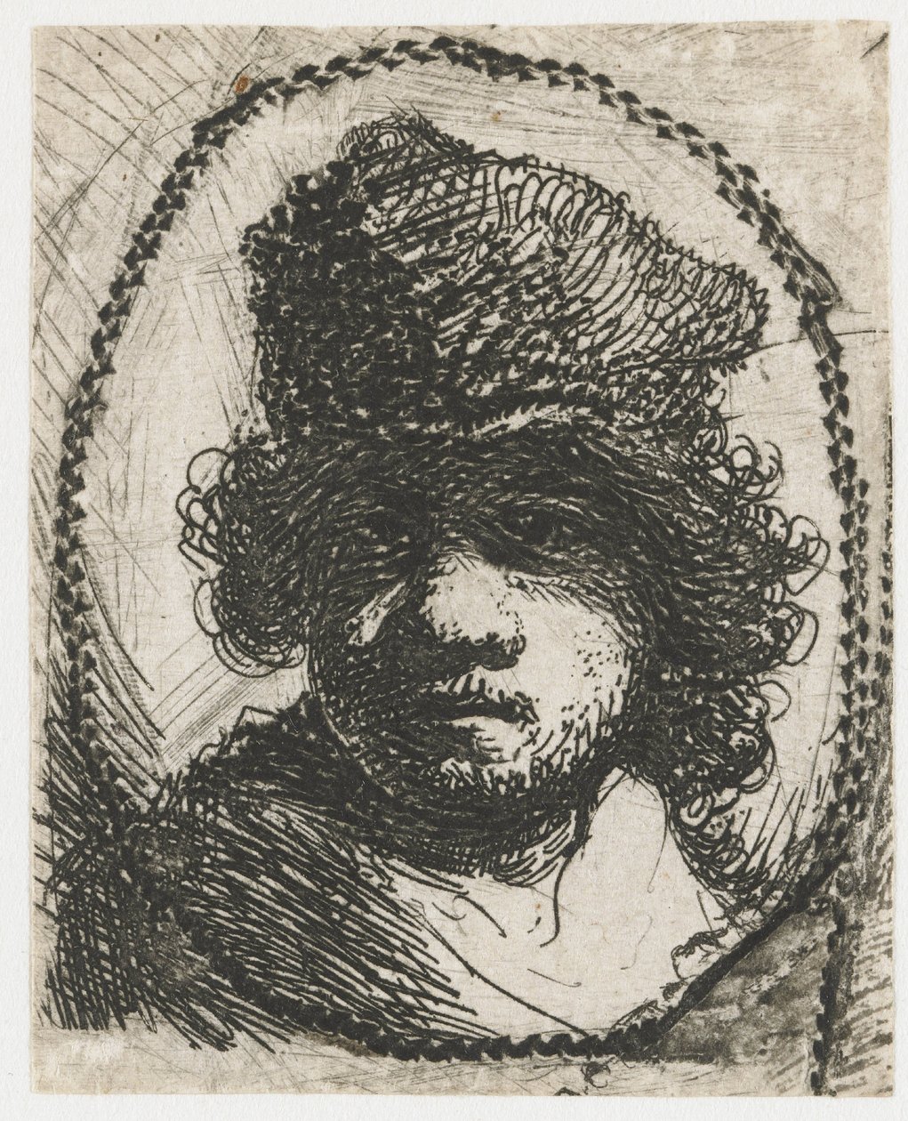 Selbstporträt mit Pelzmütze von Rembrandt van Rijn
