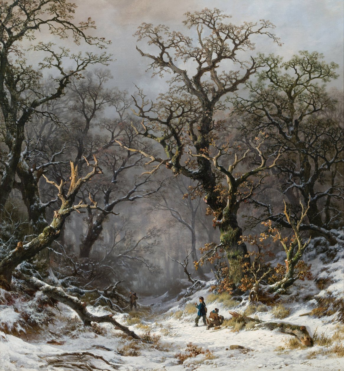 Jäger im Wald im Winter von Remigius Adrianus Haanen
