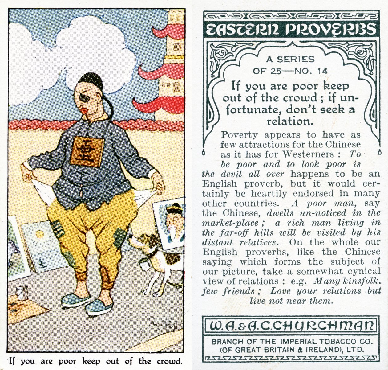 Wenn du arm bist, halte dich aus der Menge heraus; wenn du unglücklich bist, suche keinen Verwandten, 1931 von René Bull