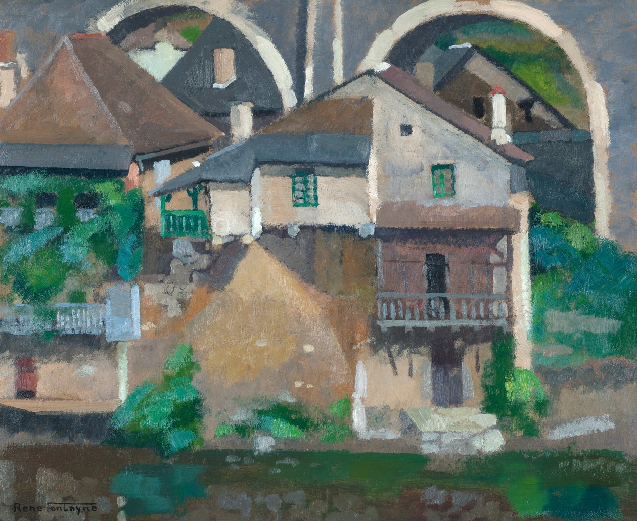 Häuser an der Vézère in Uzerche von René Fontayne
