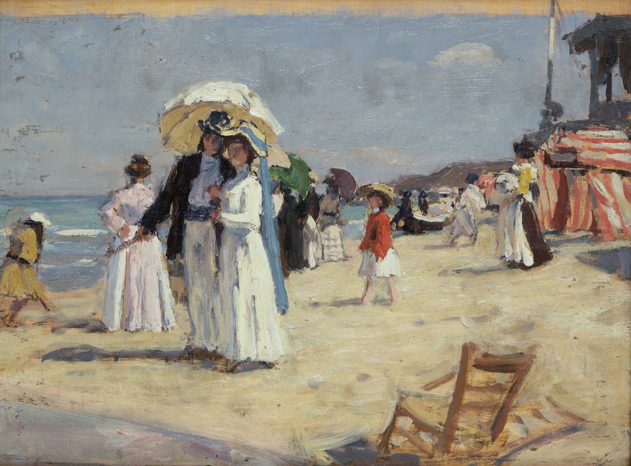 Paar am Strand von Cabourg von René François Xavier Prinet