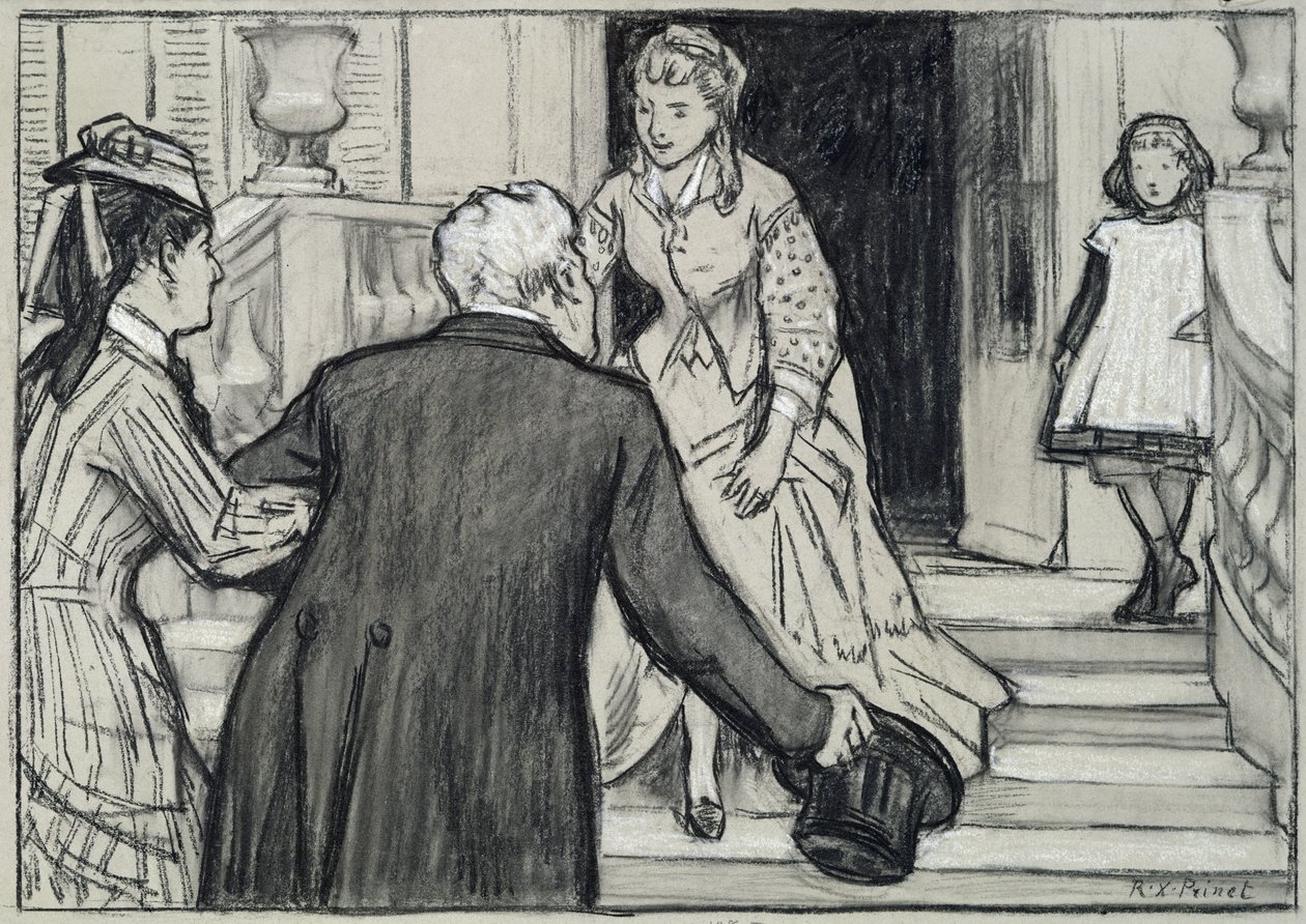Der Besuch, Illustration aus La Jeune Fille Bien Élevée von René Boylesve von René François Xavier Prinet