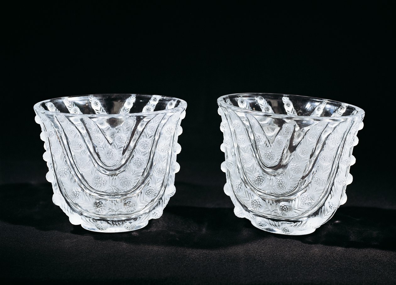 Glasvasen, ca. 1930, von René Lalique, produziert von René Lalique et Cie Alsace Glassworks. Frankreich, 20. Jahrhundert. von Rene Jules Lalique