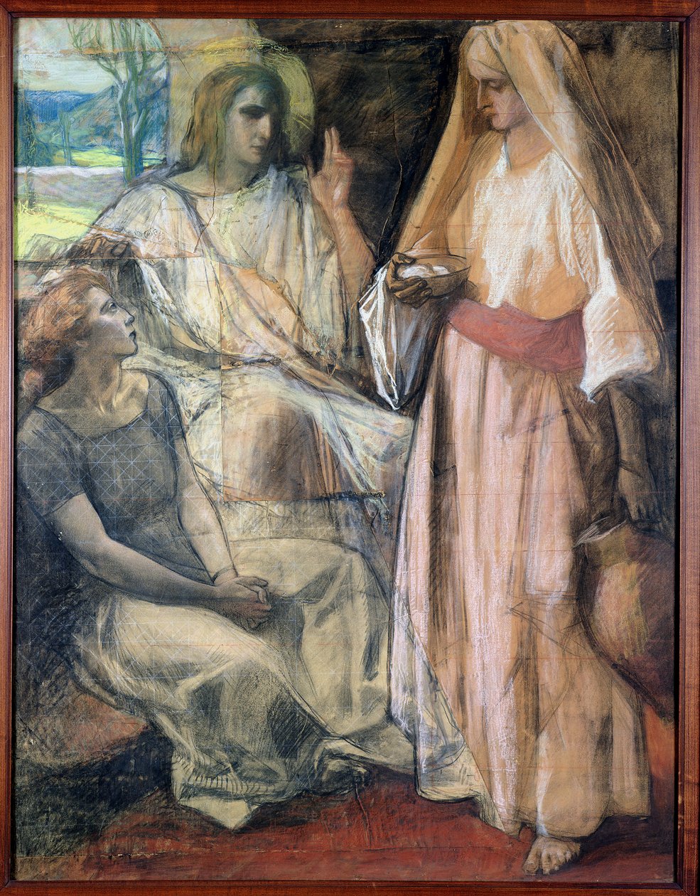 Christus im Haus von Martha und Maria, 1924 (Pastell auf Papier) von Rene Marie Castaing
