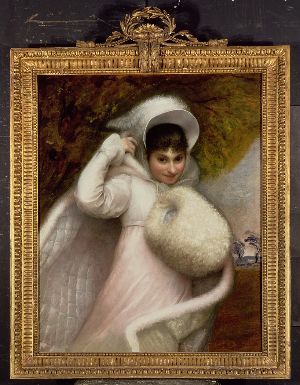 Porträt einer Dame in einem weißen Kleid von Rev. Mathew William Peters
