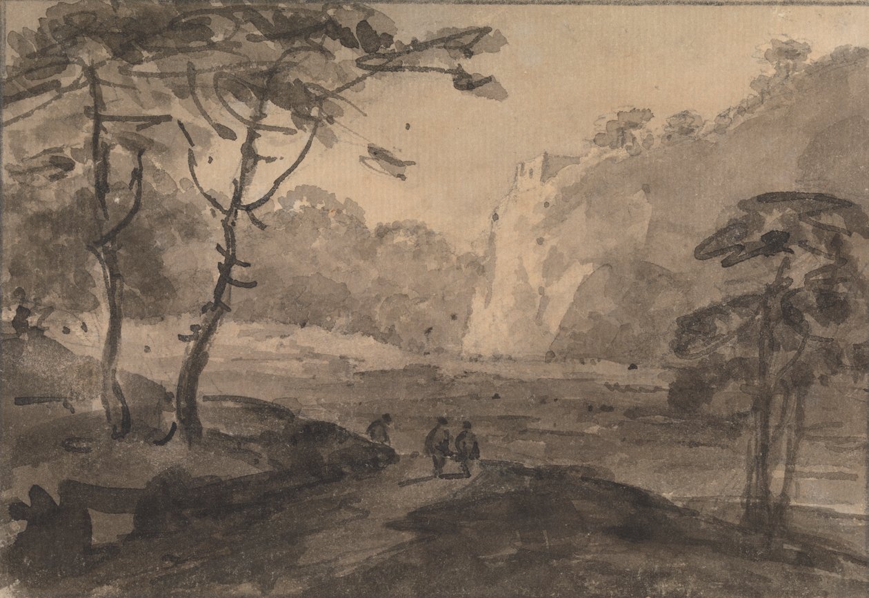 Landschaft mit drei Figuren auf einer Straße von Rev. William Gilpin