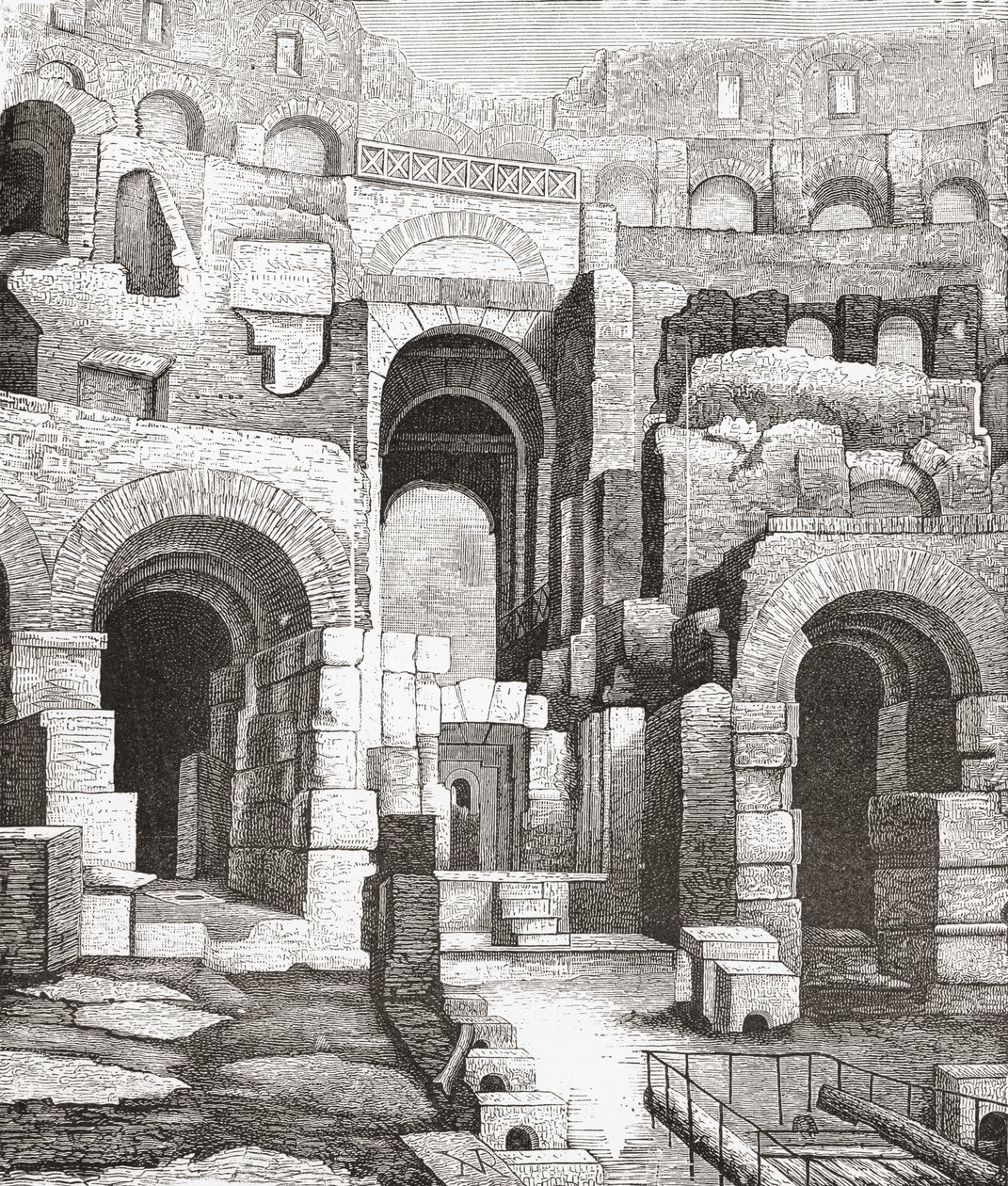 Innenraum des Kolosseums, Rom, Italien seit den Ausgrabungen von 1874. Aus Italienische Bilder von Rev. Samuel Manning, veröffentlicht um 1890. von Reverend Samuel Manning