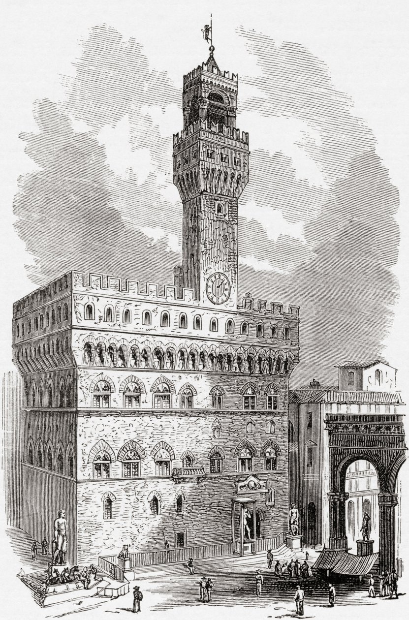Der Palazzo Vecchio, Florenz, Toskana, Italien im späten 19. Jahrhundert. Aus Italienische Bilder von Rev. Samuel Manning, veröffentlicht ca. 1890. von Reverend Samuel Manning