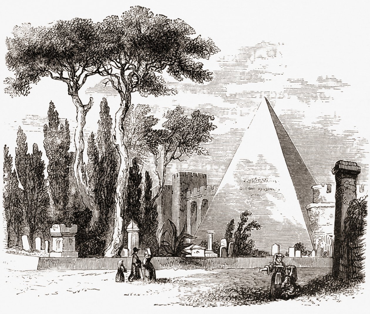 Der protestantische Friedhof und die Pyramide des Cestius, Rom, Italien im späten 19. Jahrhundert. Aus Italienischen Bildern von Rev. Samuel Manning, veröffentlicht ca. 1890 von Reverend Samuel Manning
