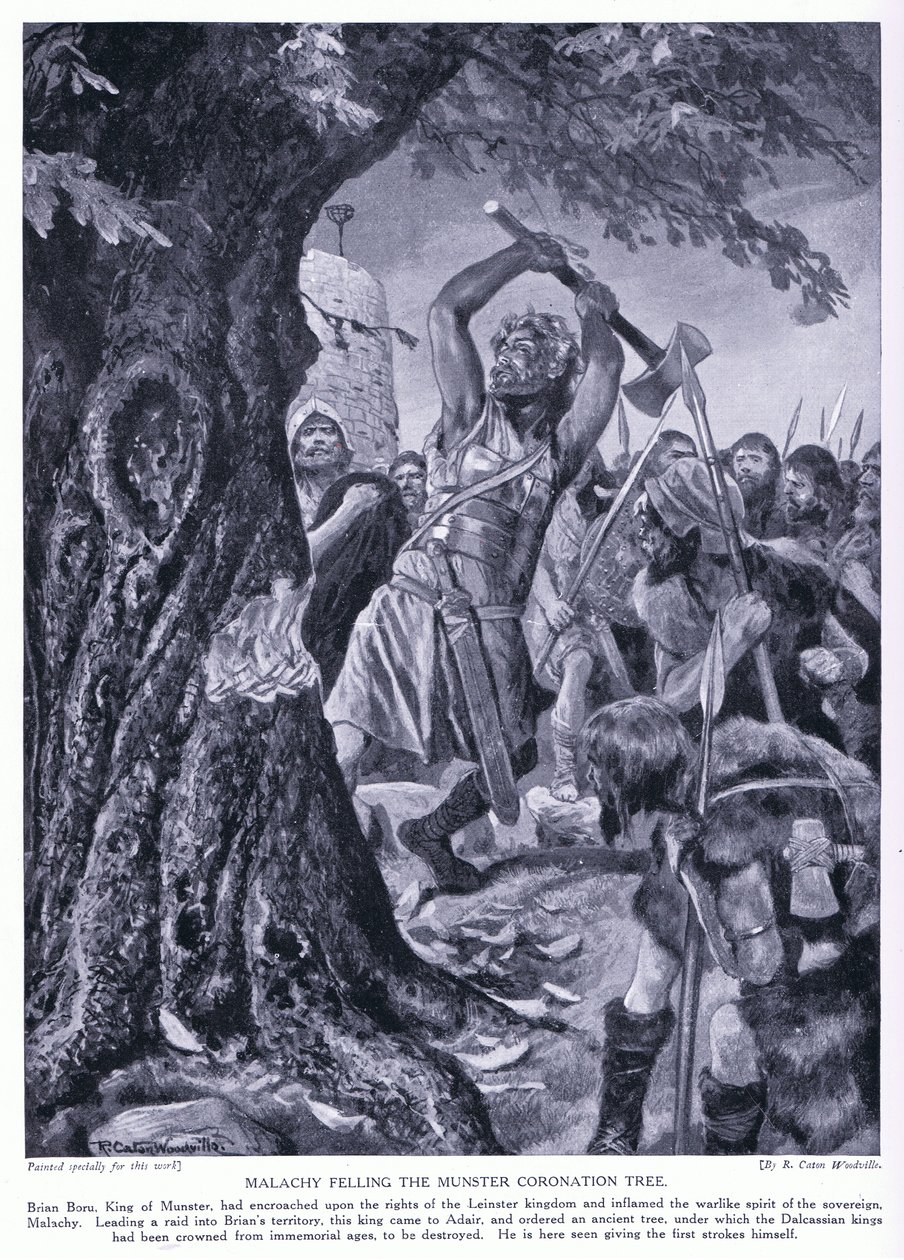 Malchy fällt den Munster-Krönungsbaum, 1920er Jahre von Richard Caton Woodville junior
