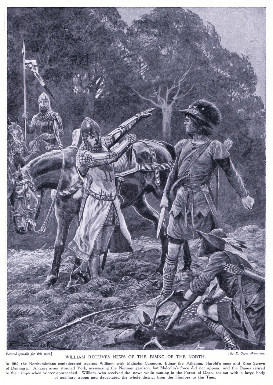 Wilhelm erhält Nachricht vom Aufstand im Norden, 1069 n. Chr., 1920er Jahre von Richard Caton Woodville junior