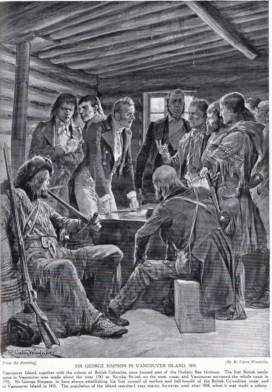 Sir George Simpson auf Vancouver Island, 1855, Illustration aus 