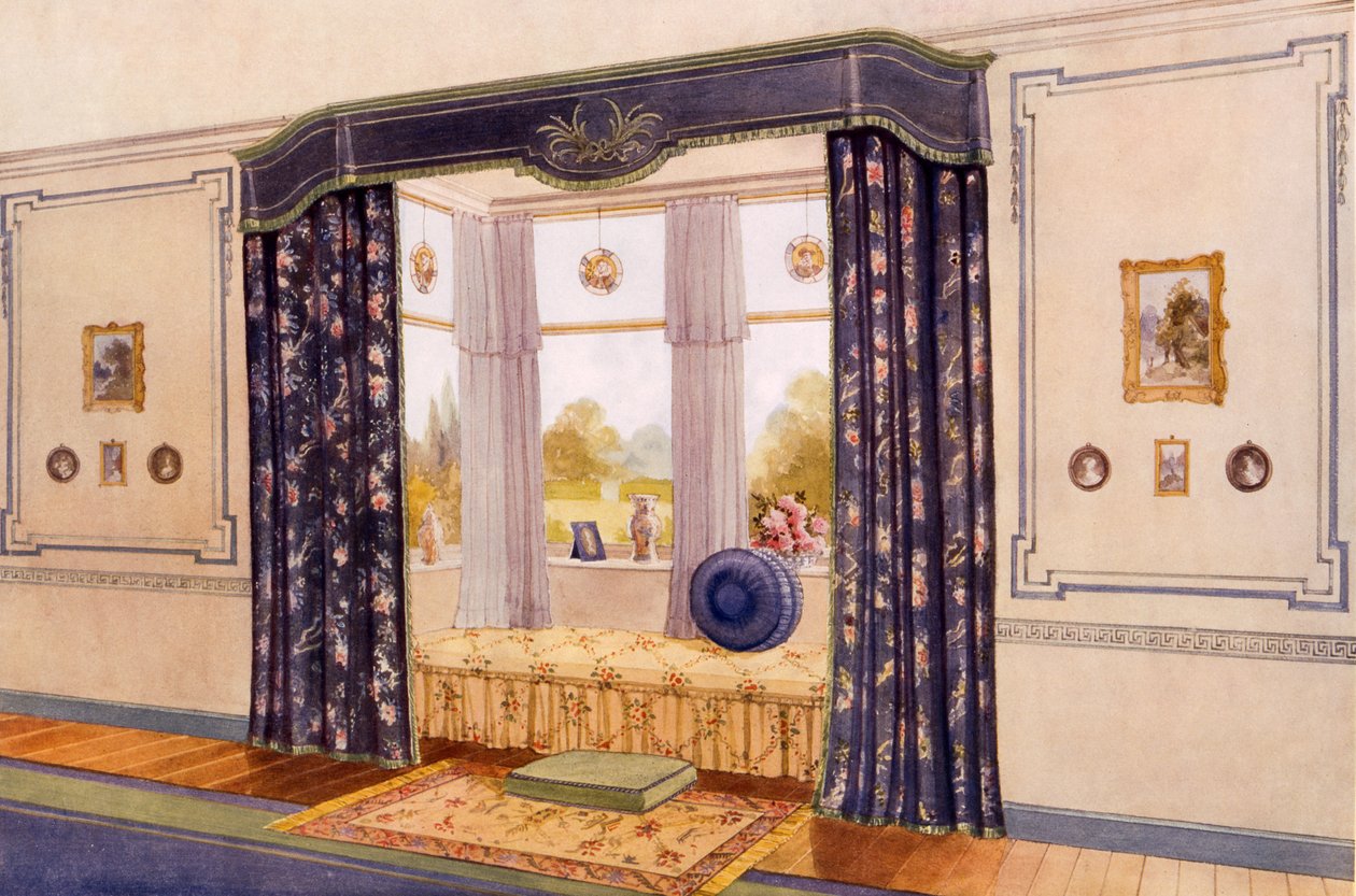 Fenstersitz umgeben von luxuriösen Vorhängen, frühes 20. Jahrhundert von Richard Goulburn Lovell