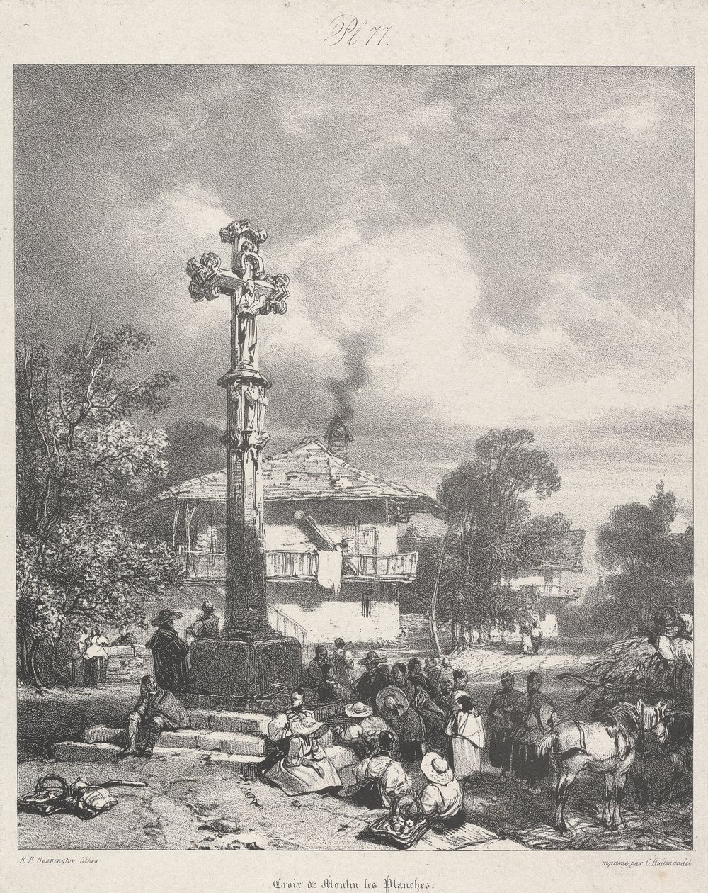 Croix de Moulin les Planches, 1827 von Richard Parkes after Bonington
