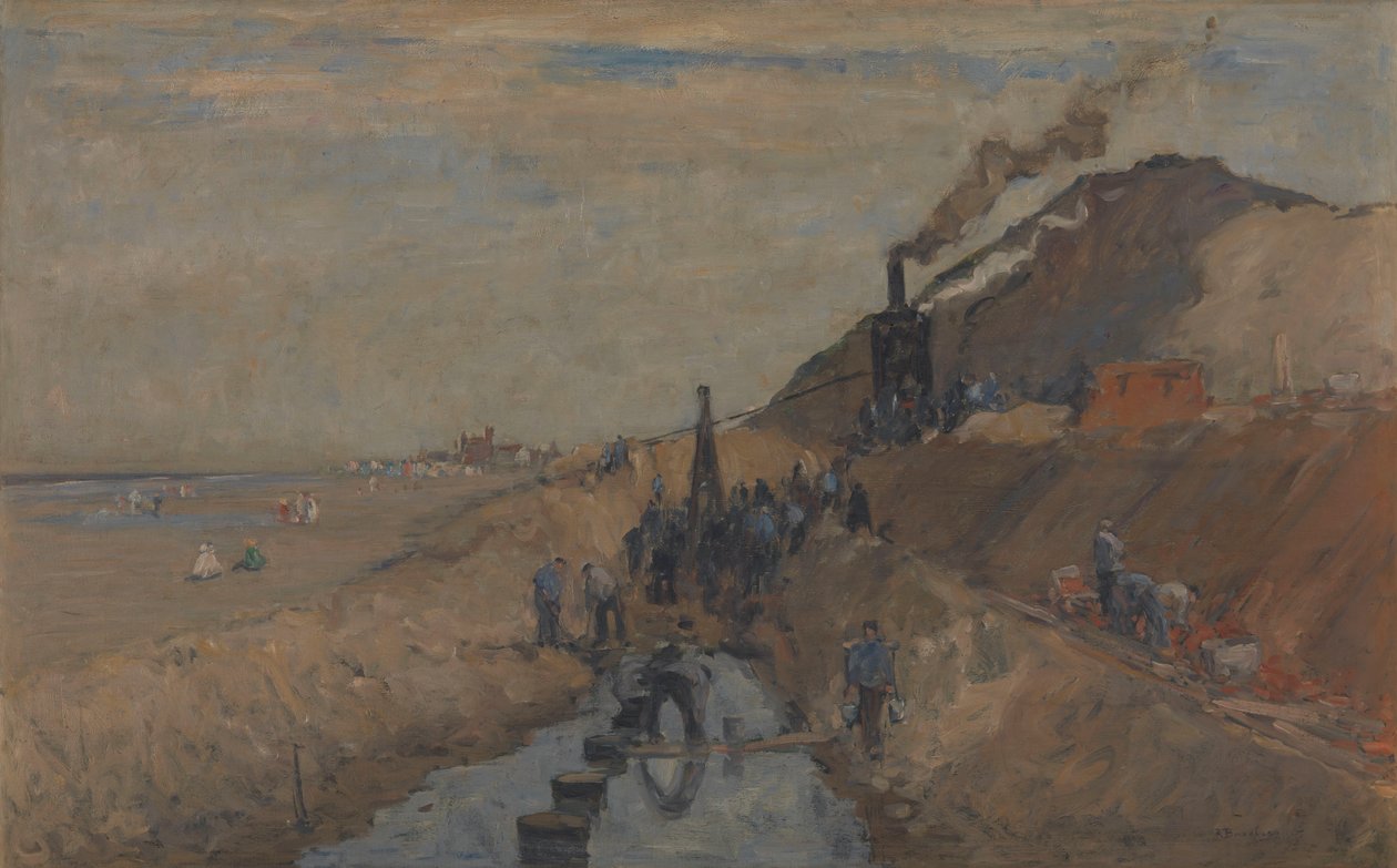 Deichbau am Strand von Knokke von Richard Baseleer