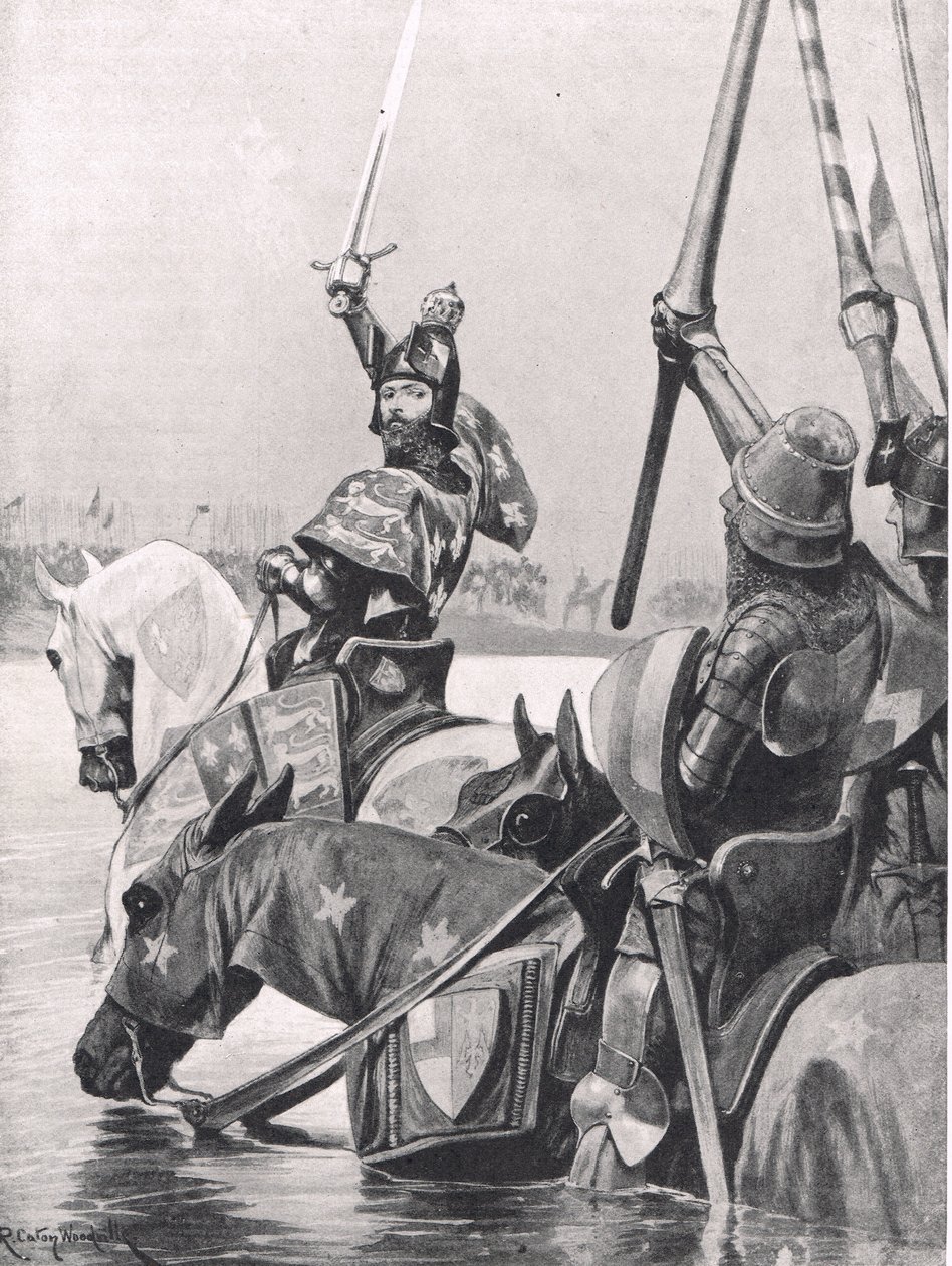 Edward III überquert die Somme vor der Schlacht von Crecy, Illustration aus 