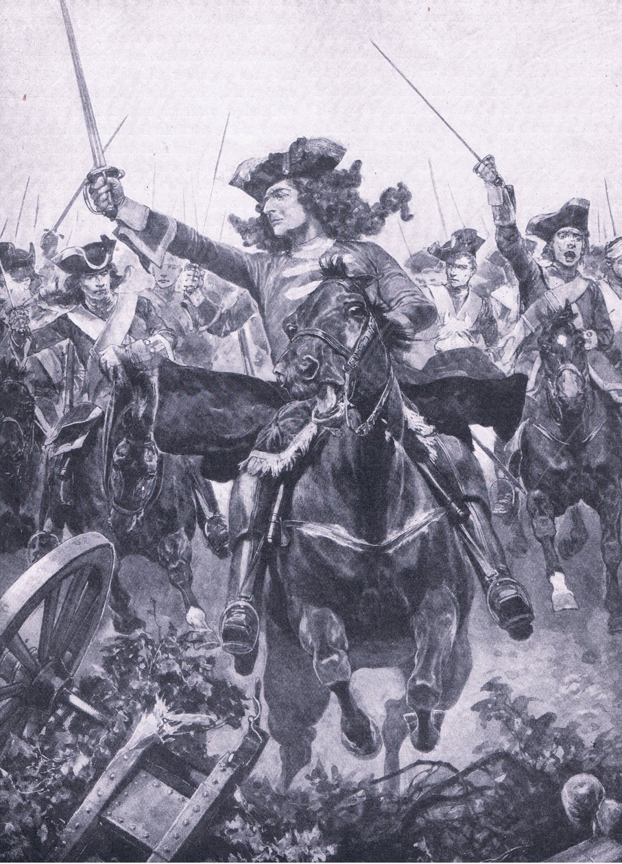 Der Herzog von Marlborough in der Schlacht von Oudenarde, 11. Juli 1708, Illustration aus Britische Schlachten zu Land und zu Wasser, 1915 von Richard Caton Woodville junior