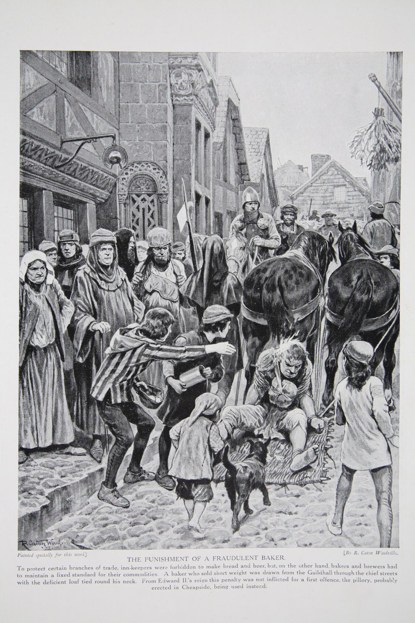 Die Bestrafung eines betrügerischen Bäckers, Illustration aus 