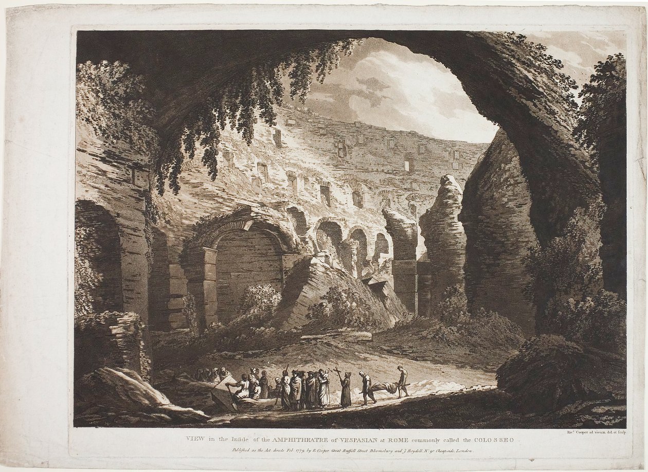 Ansicht des Inneren des Amphitheaters von Vespasian in Rom (genannt das "Colosseo") von Richard Cooper II