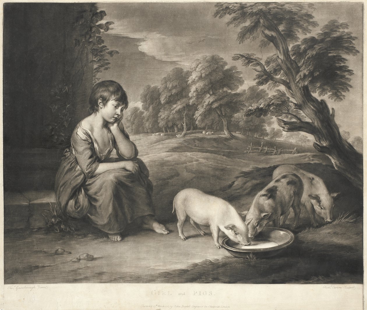 Mädchen und Schweine von Richard Earlom