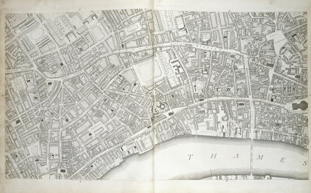 Tafel aus "Plan of the Cities of London and Westminster the Borough of Southwark, and Parts Adjoining", ca. 1792-1799 von Richard Horwood