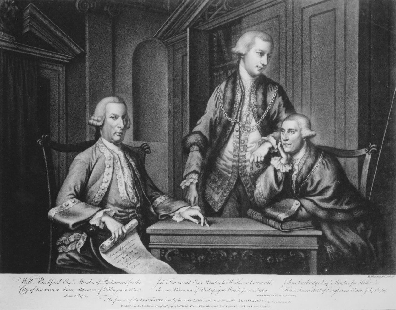 William Beckford (1709-70) James Townsend und John Sawbridge (ca. 1732-95) Aldermen von London, graviert vom Künstler, 1769 von Richard Houston